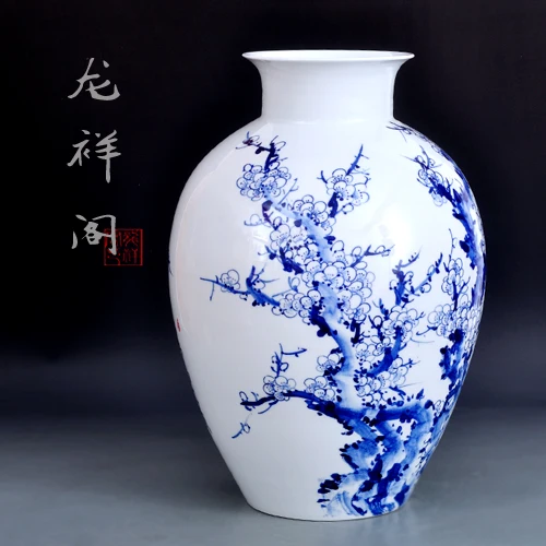 Famous Jingdezhen Ceramic hand-painted freehand plum flower vase ornaments modern garden decoration |