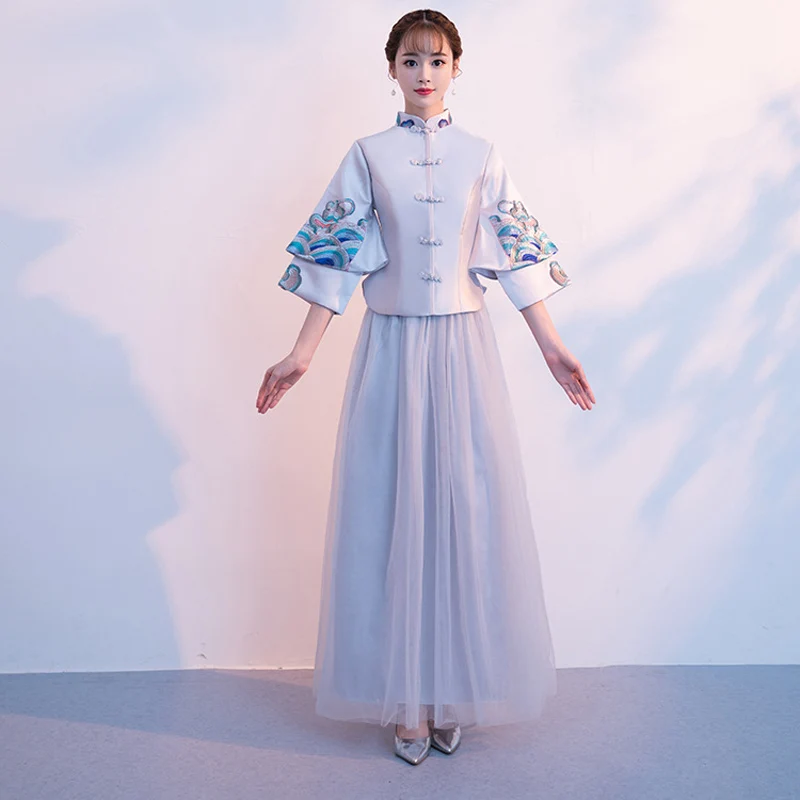 

Винтажное свадебное платье подружки невесты Cheongsam, современное традиционное свадебное платье в китайском стиле, Восточное женское Qipao Vestidos,...