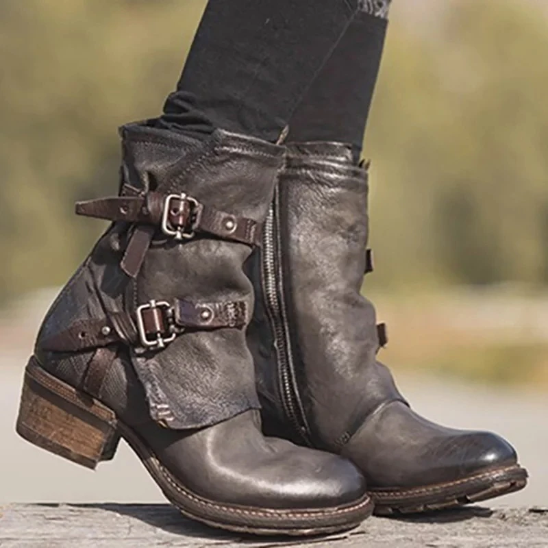 Женские ботильоны zapatos mujer винтажная теплая обувь из искусственной кожи Женская