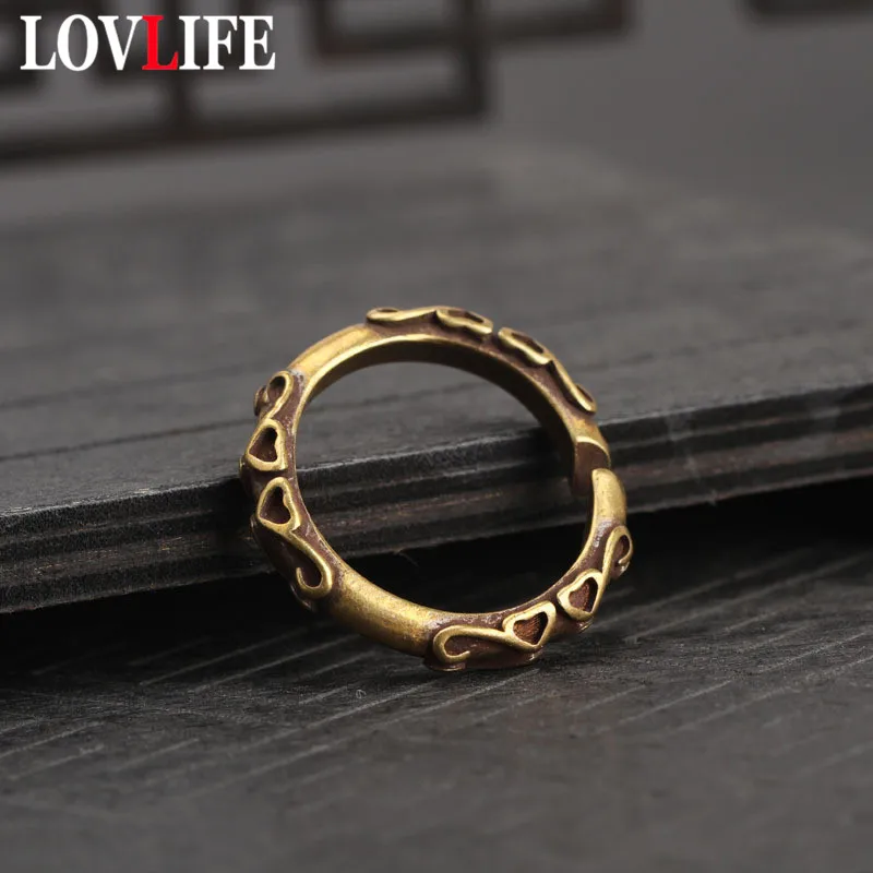 Медный винтажный брелок для ключей ручной работы с узором в виде сердца