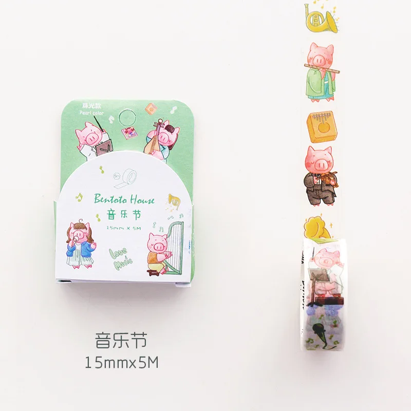 A 1,5 см* 5 м Kawaii свинья семейная Бумага васи маскирующая Лента Скрапбукинг декоративный дневник записная книжка альбом сделай сам Ремесло - Цвет: A