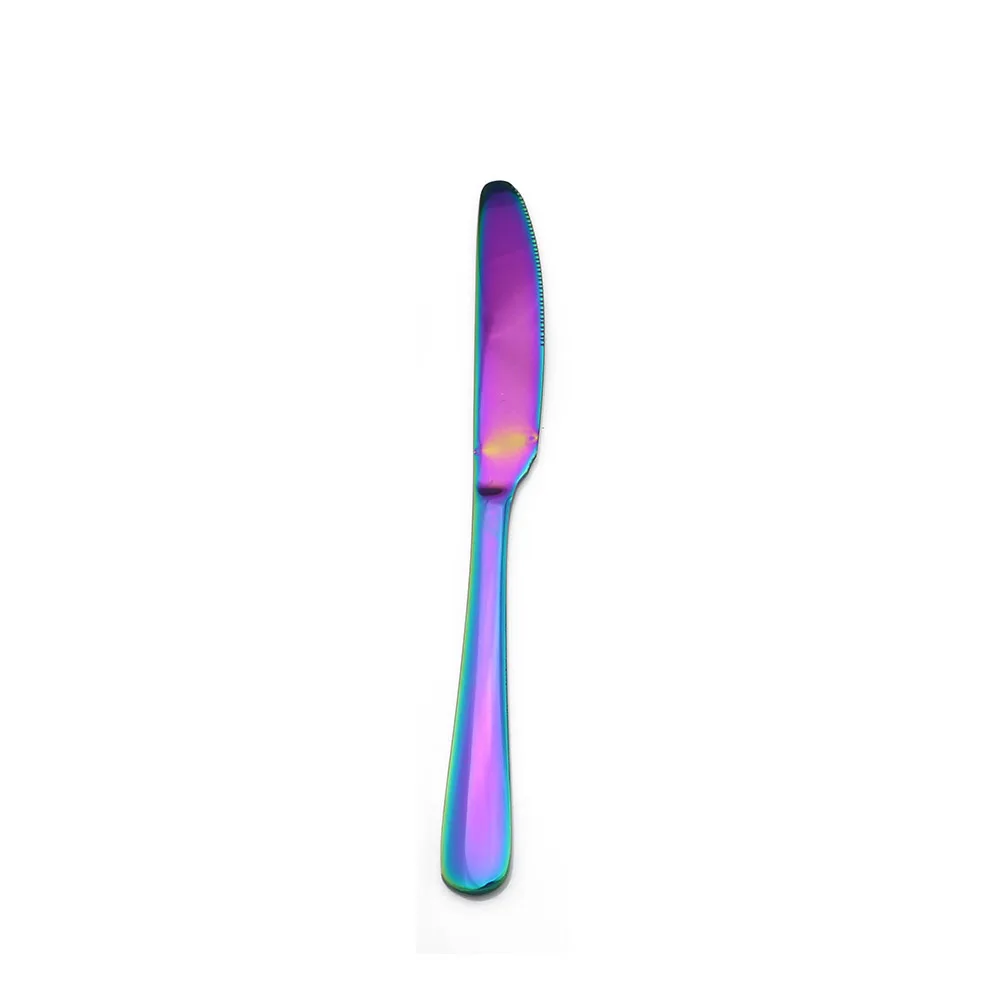 Dinner Knife 1 вещь) Нержавеющая сталь красочный набор столовых приборов, Радужное Покрытие набор столовых приборов из нержавеющей стали набор многоразовые вилка Ножи Сумочка для палочек для еды - Цвет: Dinner Knife
