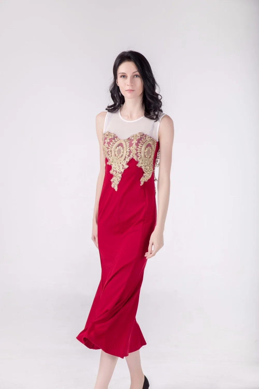 Applique sexy summer European and American fashion women's back hollow perspective fishtail dress package hip AL836 | Женская одежда