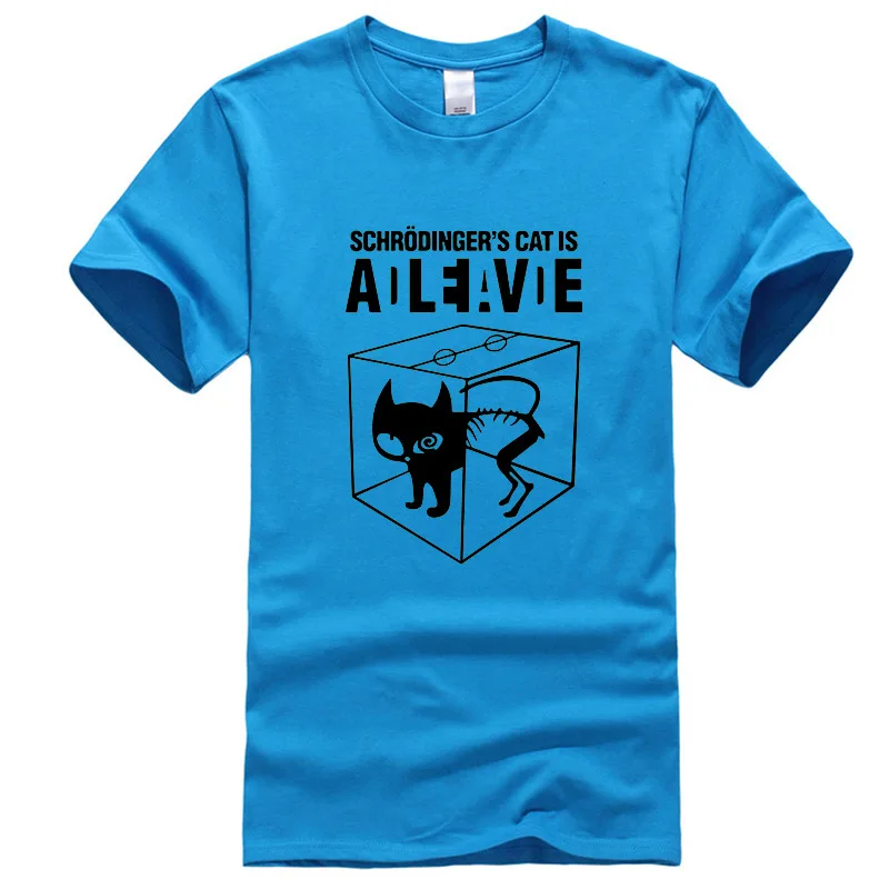 Мужские футболки, высокое качество, хлопок, Schrodinger's Cat, с коротким рукавом, Мужская футболка, повседневная, The Big Bang Theory, Мужская футболка - Цвет: Linght blue 1