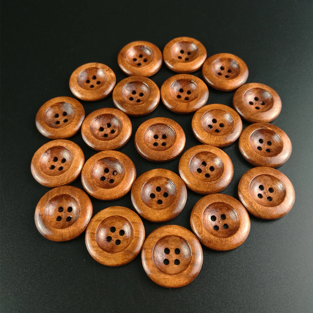 

4 Holes 20pcs Round Wooden Buttons DIY Clothing Apparel Sewing Decorative Buttons 25mm(1") Scrapbooking Buttons for Clothing