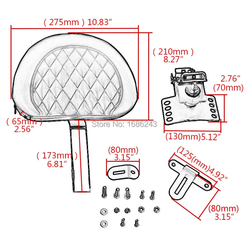 

Motorcycle Black Rear Diamond Stitching Driver Backrest Fits for Harley Touring Ultra Limit Electra Glide Road King 97-2019 New