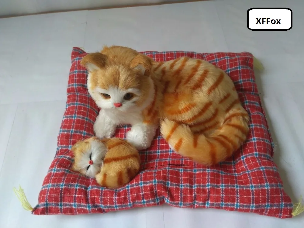 Новая реальная жизнь модель желтого кота из пластика и меха имитация кошки