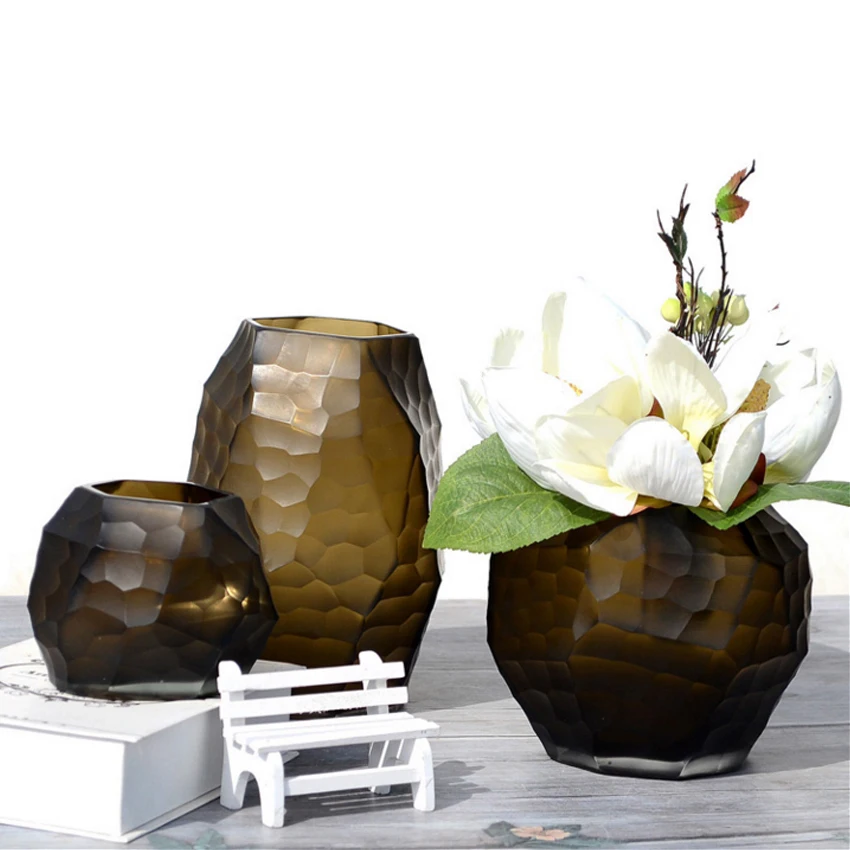 Ваза из резного стекла с ручной шлифовкой современный стиль ваза для цветов