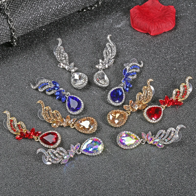 THRWELL Romantic Dangling Phoenix Shape Earrings for Women Shining Jewelry Christmas Gift Water Drop Pendant wedding party | Украшения и