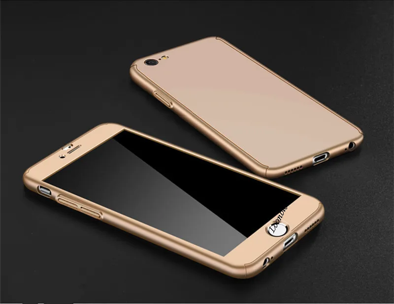 golden Закаленное Стекло+ 360 градусов задняя крышка чехол для huawei enjoy 5 7 фотоаппаратов моментальной печати 7S 8 9 G7 G8 GX8 G9 G10 Maimang 4 5 6 7 рlus Lite чехол жесткий чехол сумка - Цвет: golden