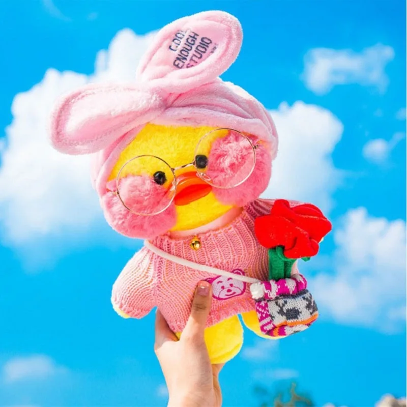 Lalafanfan Kawaii кафе желтая утка плюшевая игрушка милая плюшевая игрушка животное кукла Детская плюшевая игрушка детский подарок на день рождения 30 см