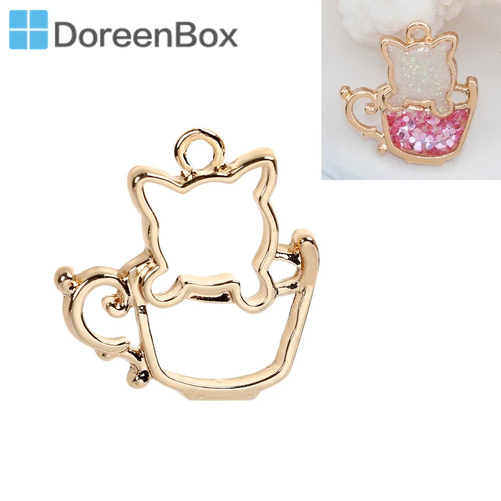 Doreen Box ручная работа цинковый сплав открытая спина ободок золотой цвет кошка в