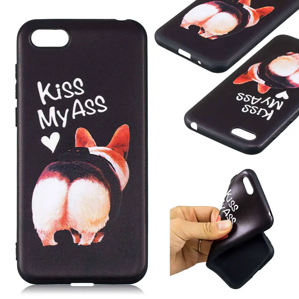 case For Huawei Y5 Y6 2018 Honor 7A 8C Cover strengthen 3D flower panda Stereo Relief Painting TPU Soft Back Covers |