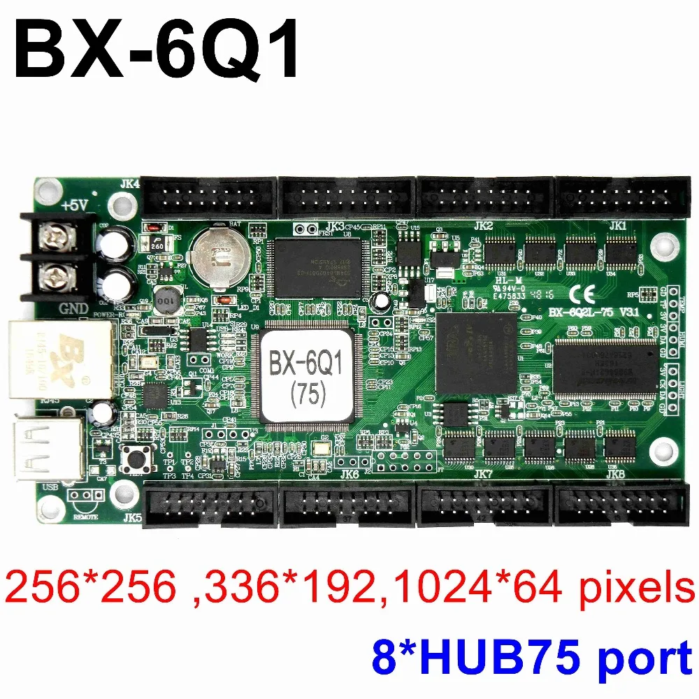 BX 6Q1 Ethernet + USB асинхронная полноцветная светодиодная карта управления 8 * hub75 порт в