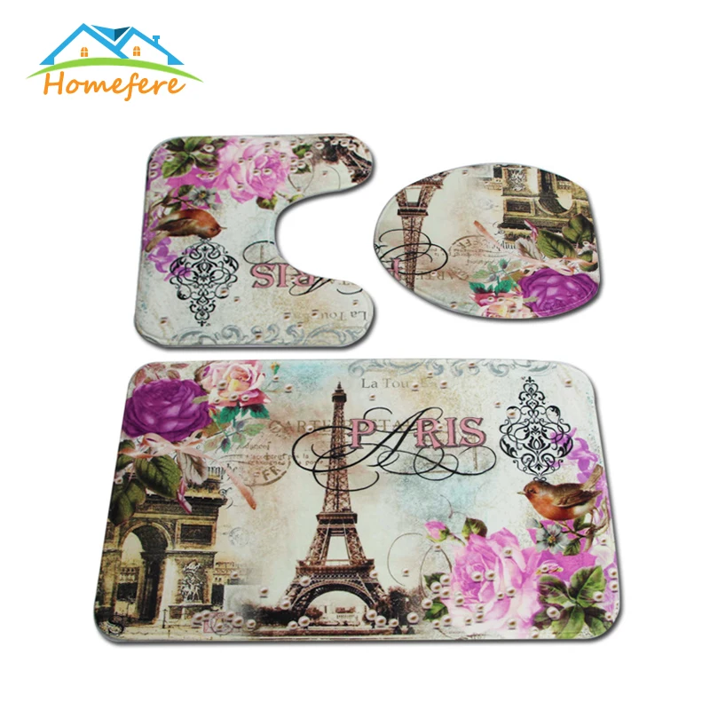 Набор ковриков для ванной из 3 предметов фланелевый Противоскользящий кухонный