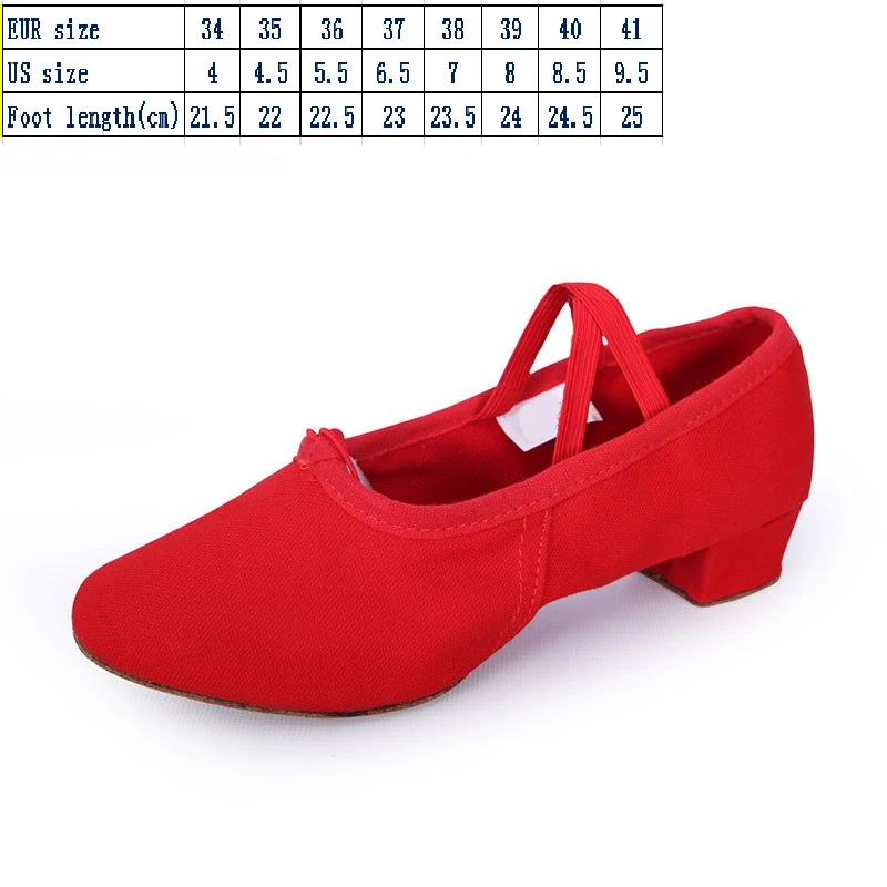 Розовые красные черные холщовые танцевальные туфли женские с мягкой подошвой