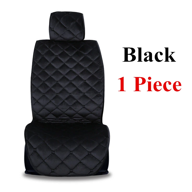 black 1 piece Универсальные плюшевые чехлы для сидений автомобиля с теплым искусственным мехом, Автомобильная подушка для переднего сиденья, защита салона автомобиля, подходит для автомобиля 99 - Название цвета: black 1 piece