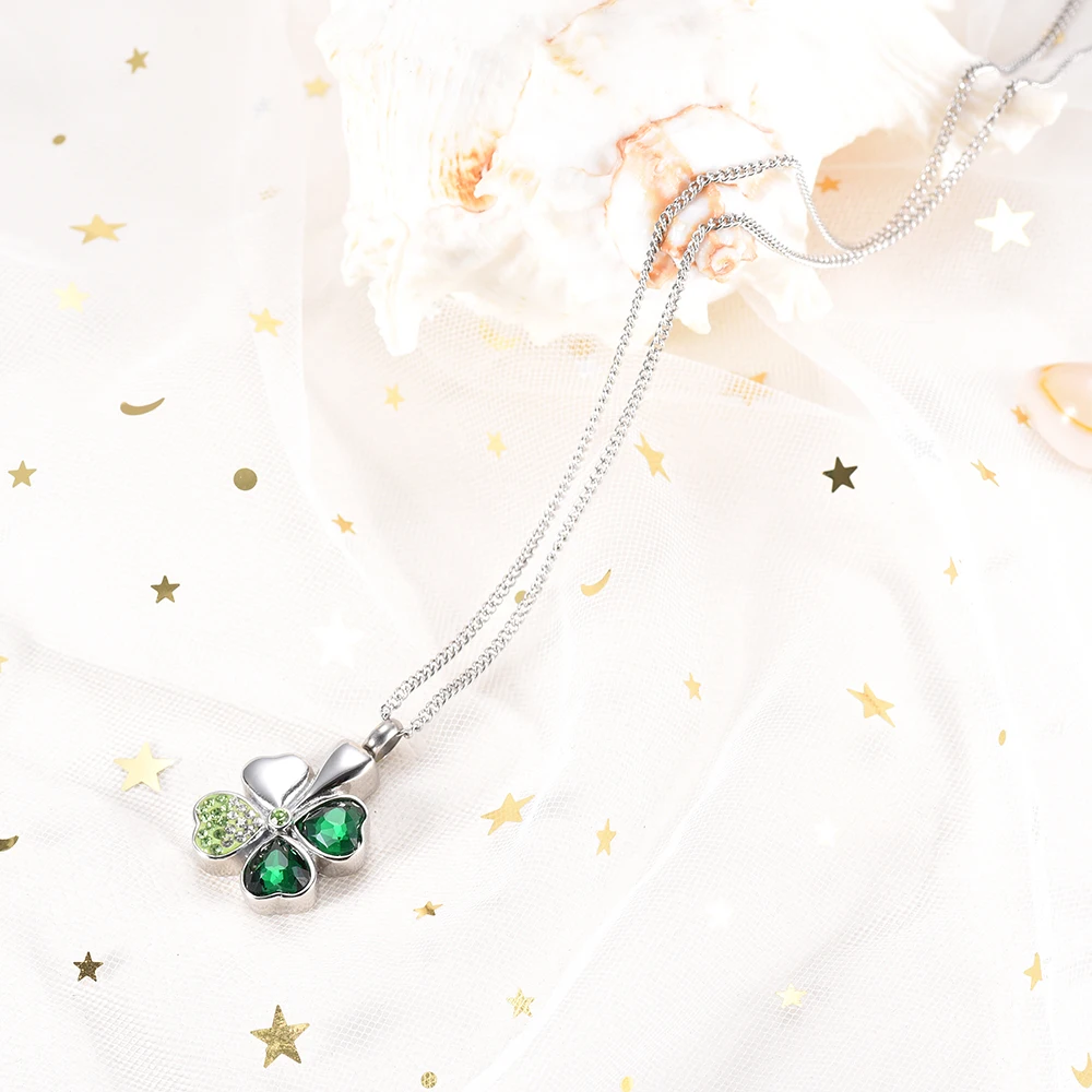 IJD8315 Luckly 4-листный клевер урна для кремации ожерелье держателя человека подвеска