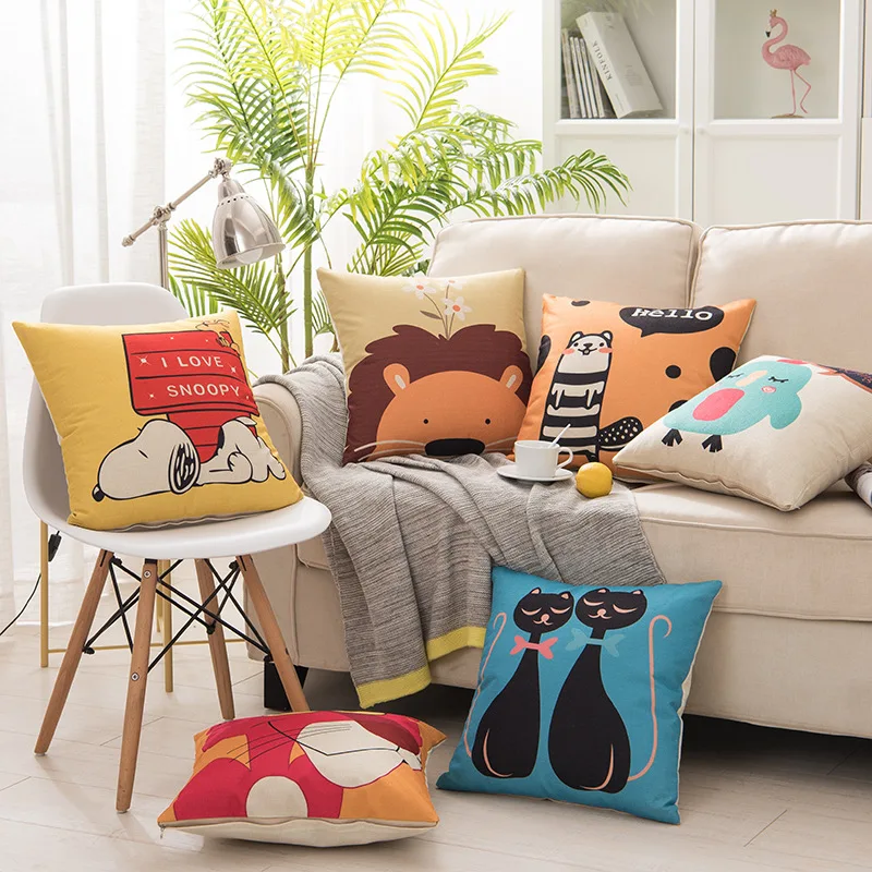 Чехол на подушку милый мультяшный цветной для дома|Наволочка| |