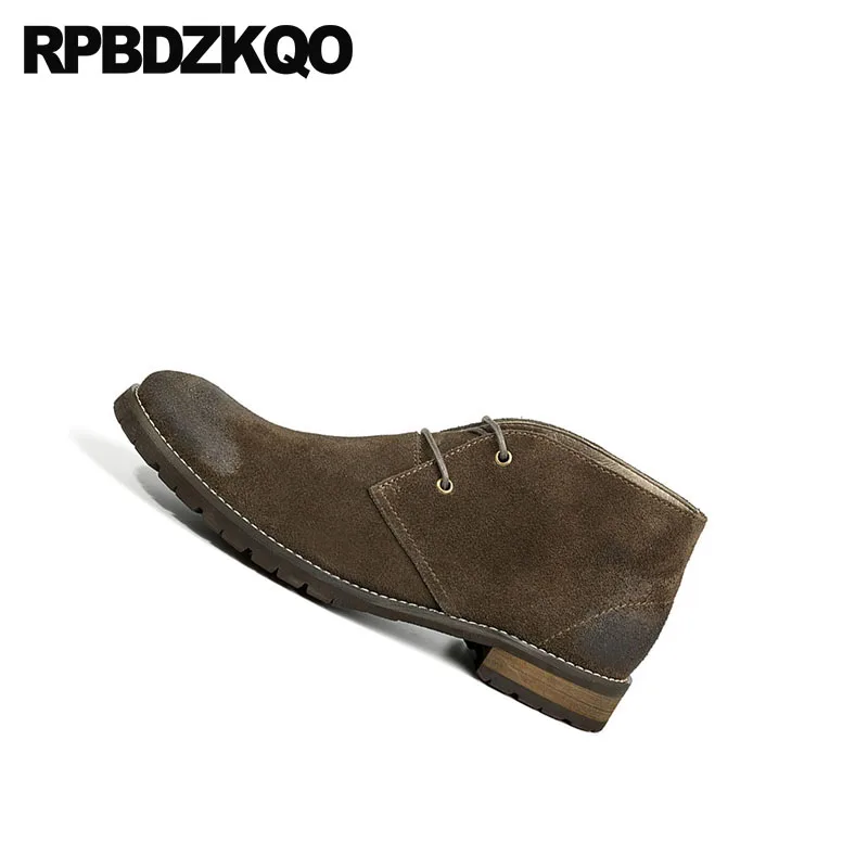 Мужские кожаные ботильоны на шнуровке черные замшевые ботинки с высоким верхом