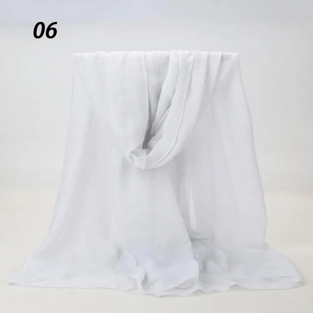 06 White Sparsil женский весенний Блестящий однотонный шарф мягкие пляжные шали осенние женские тонкие обертки хиджаб шарфы 180*90 см универсальные - Цвет: 06 White