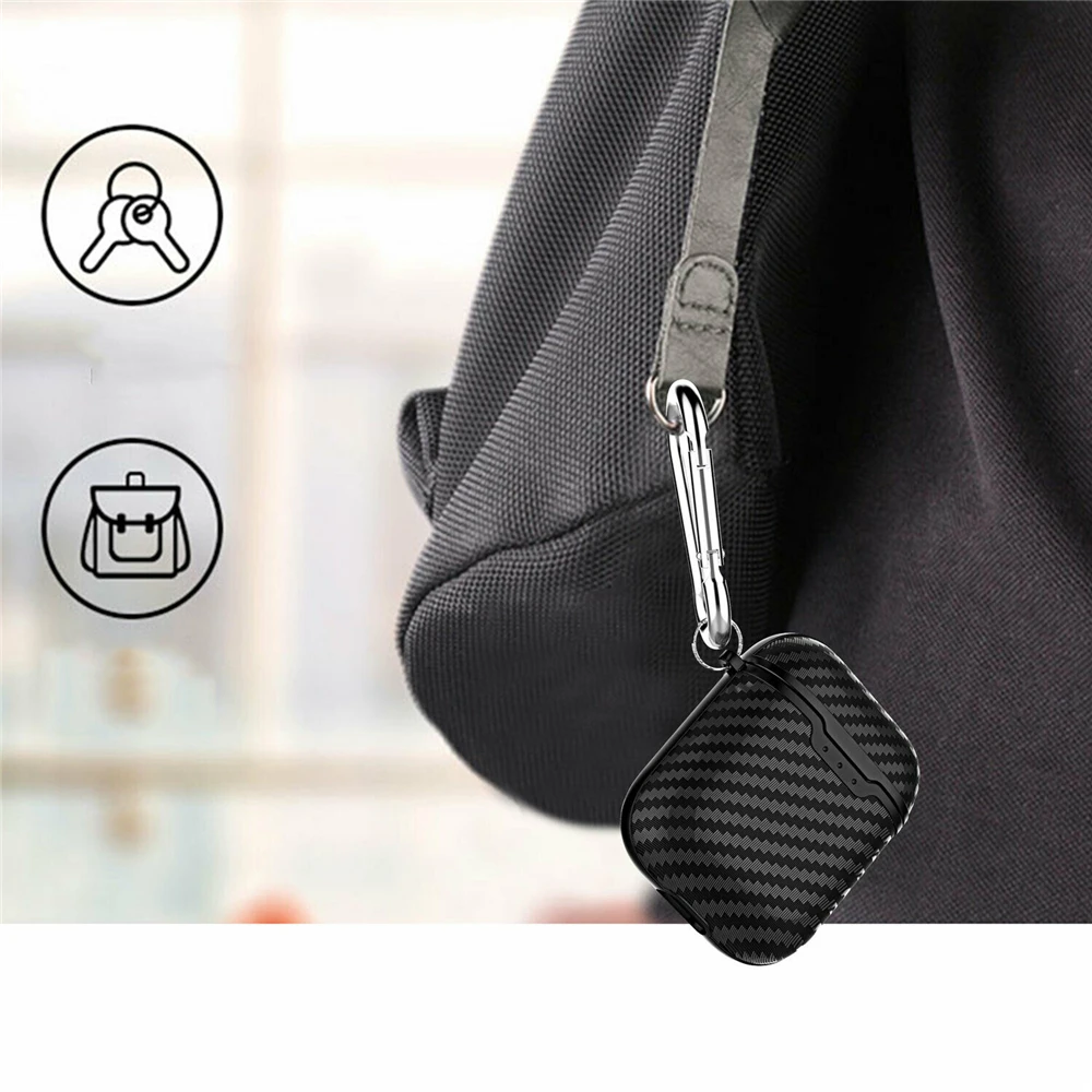 Роскошные углеродного волокна Беспроводной Bluetooth гарнитура чехол для Apple AirPods
