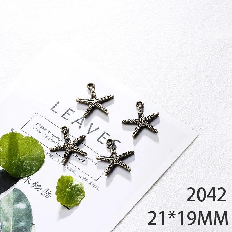 

21*19mm 10pcs Starfish Alloy Pendant For Diy Jewelry Making 2 Colors Antique Silver Antique Bronze No.2042