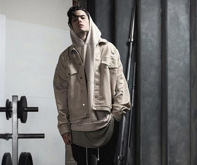 Новые модные хаки джинсовые рваные джинсы куртка мужчины в стиле хип хоп Хабар