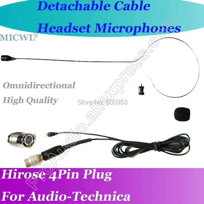 

MICWL T42 Detachable Cable Pro Headset Microphone for Audio-Technica Wireless Hirose 4Pin connector