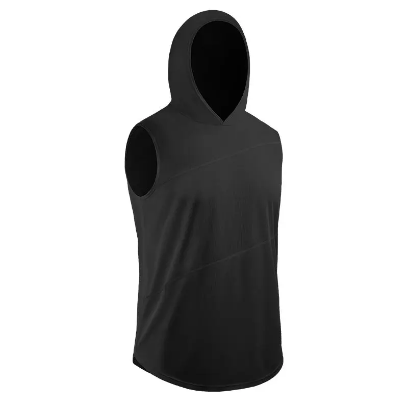 Men's tight-fitting sleeveless vest Sport running training fitness clothing Zip hooded quick-drying jacket | Спорт и развлечения