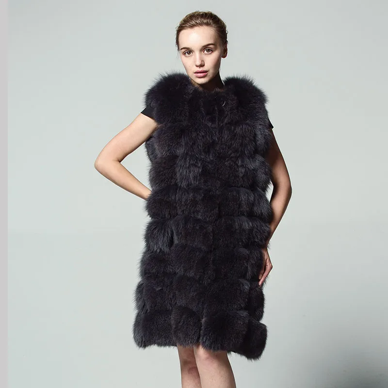 Женский жилет из натурального Лисьего меха средней длины|real fox|real fox furnatural furs |