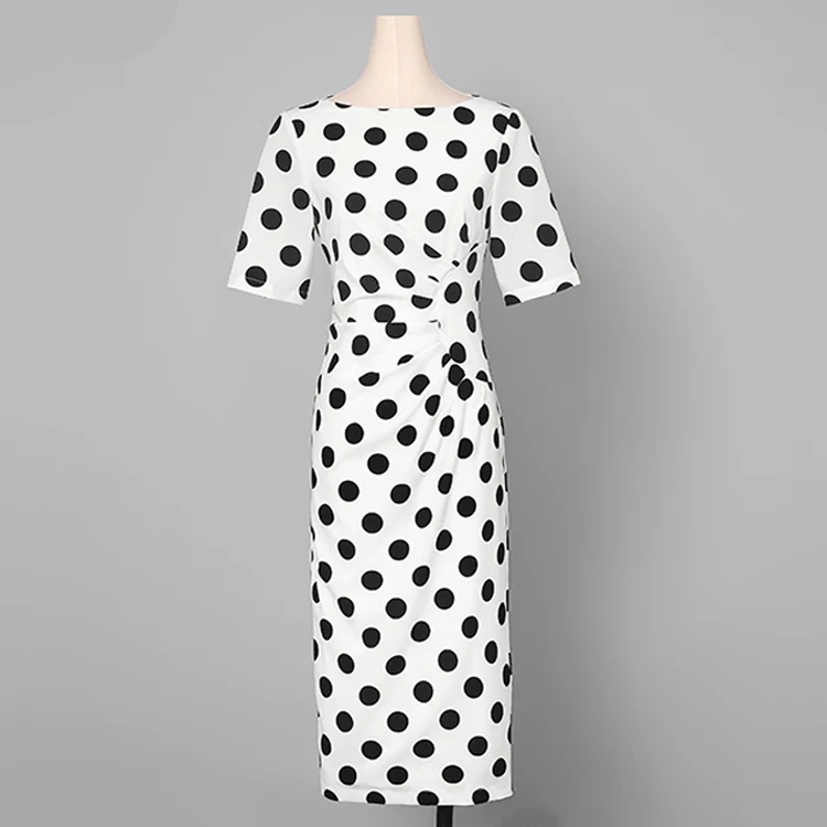 Летняя винтажная элегантная одежда в горошек для работы vestidos деловые вечерние женские облегающие платья для офиса