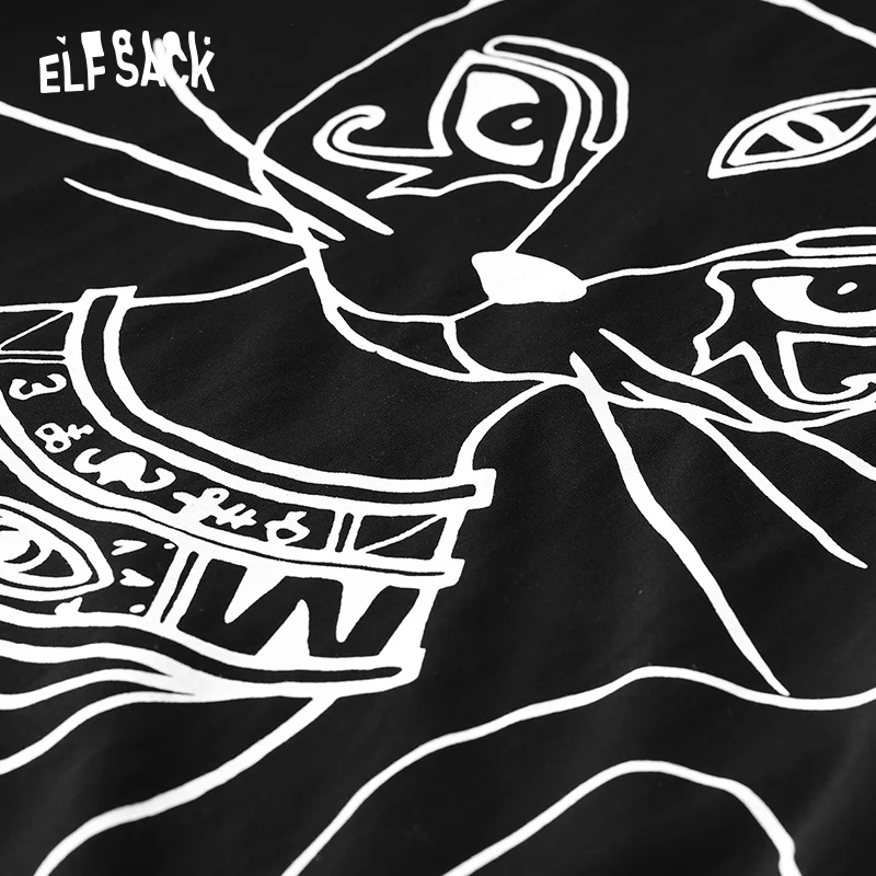 ELFSACK женское хлопковое платье с мультяшным принтом 2019 Летние повседневные