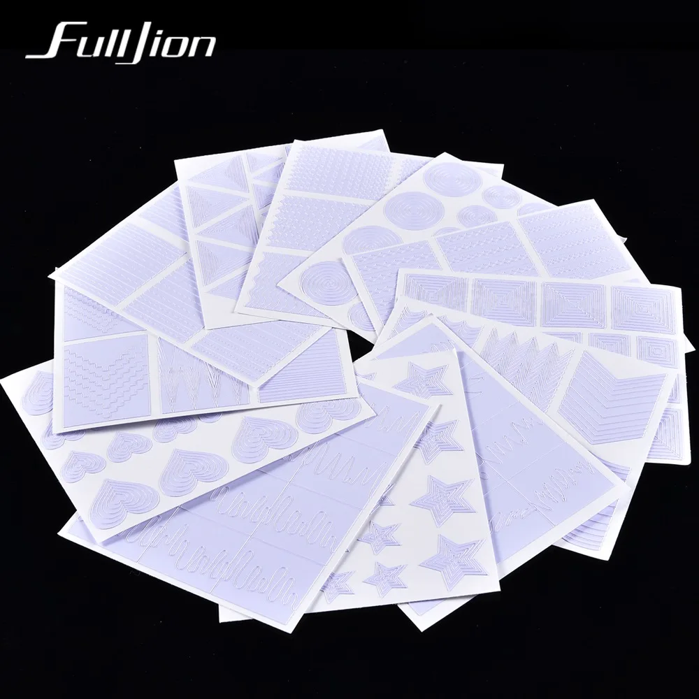 Fulljion 12 шт. наклейки для ногтей Полые трафареты Форма переводная наклейка