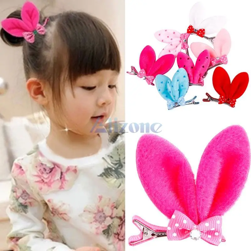 10Pcs New Girls Cute Bunny Ears Dot on Bowkon Hair Clip Barrette Clips For Headpiece Hairpin Styling Tools BLDL #65966|clip mount|clip imageclip
