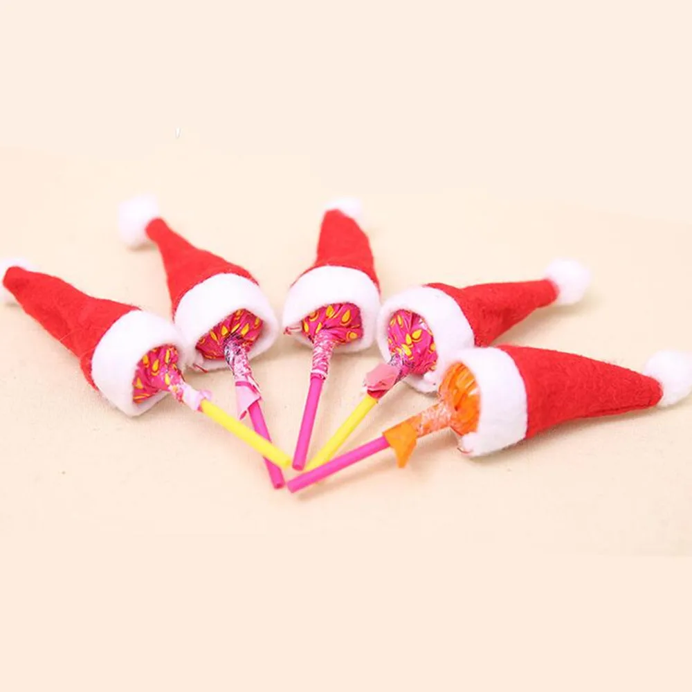 6 шт. рождественские новогодние подарки Рождественская вечеринка поставщик мини шапка Конфета леденец