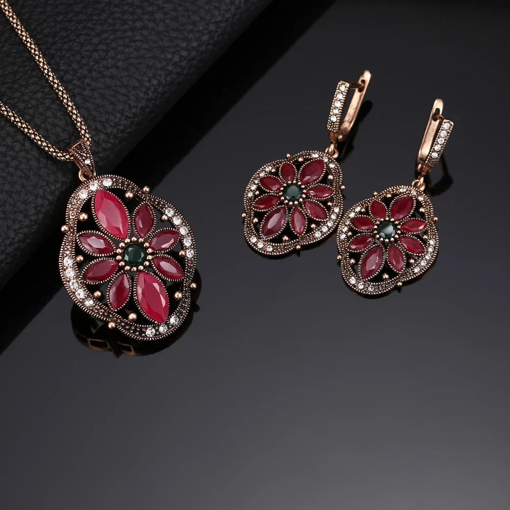 Разноцветный кристалл смолы цветок кулон ожерелье и Комплект сережек для женщин