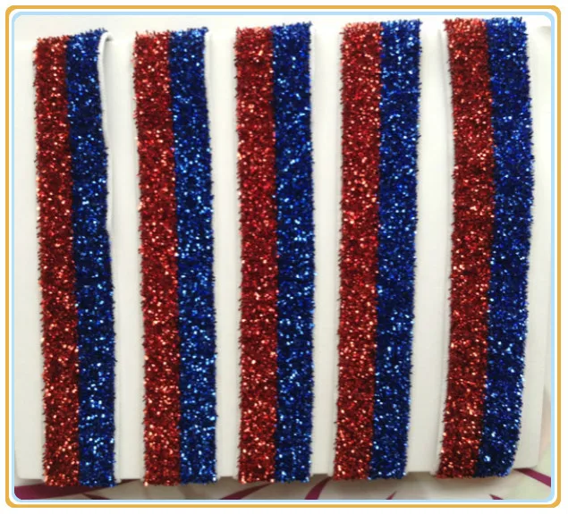 

(Цена договорная) 5/8 "эластичная красная и Королевская (синяя) полоса блестящая бархатная лента