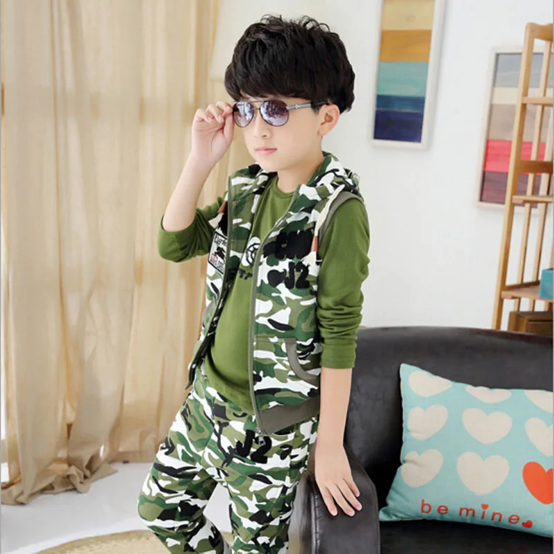 Boys clothing sets kids camouflage clothes baby short t shirt+pants 2 pcs set suit 4-15Years children outwear | Детская одежда и