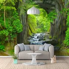 Пользовательские обои для стен, 3D стерео, зеленый лес, поток, пейзаж, фото, обои для гостиной, ТВ, дивана, фоновая ткань для стены 3D