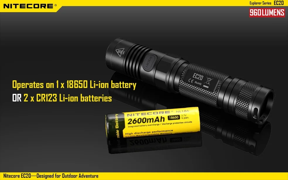 

Free shipping NEW 100%Original Nitecore EC20 960 lumens CREE XM-L2 T6 LED flashlight