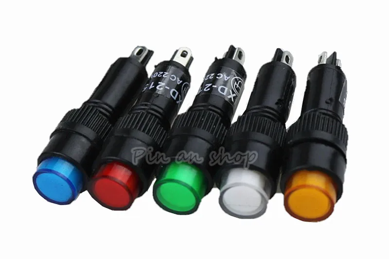 1 шт. NXD-215 8 мм 6V 12V 24V 36V 110V 220V AC DC Панель крепление неоновый Индикатор Пилот
