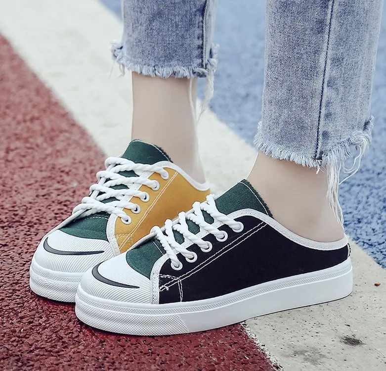 2018 новые летние женские студенческие тапочки для ног парусиновые Лоскутные