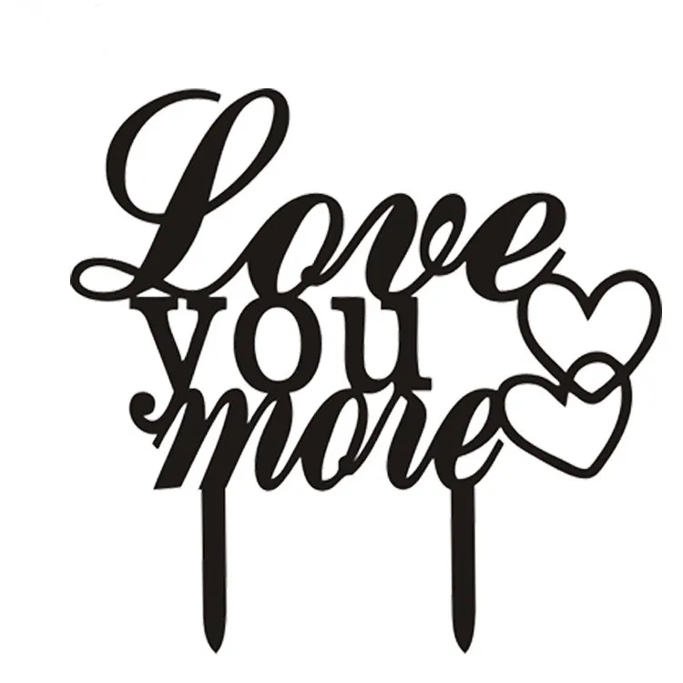 

1 шт. больше акриловых топперов с надписью Love You, Love Hearts, торт, флаг, черный, белый цвет, для свадьбы, юбилевечерние НКИ, украшения для торта