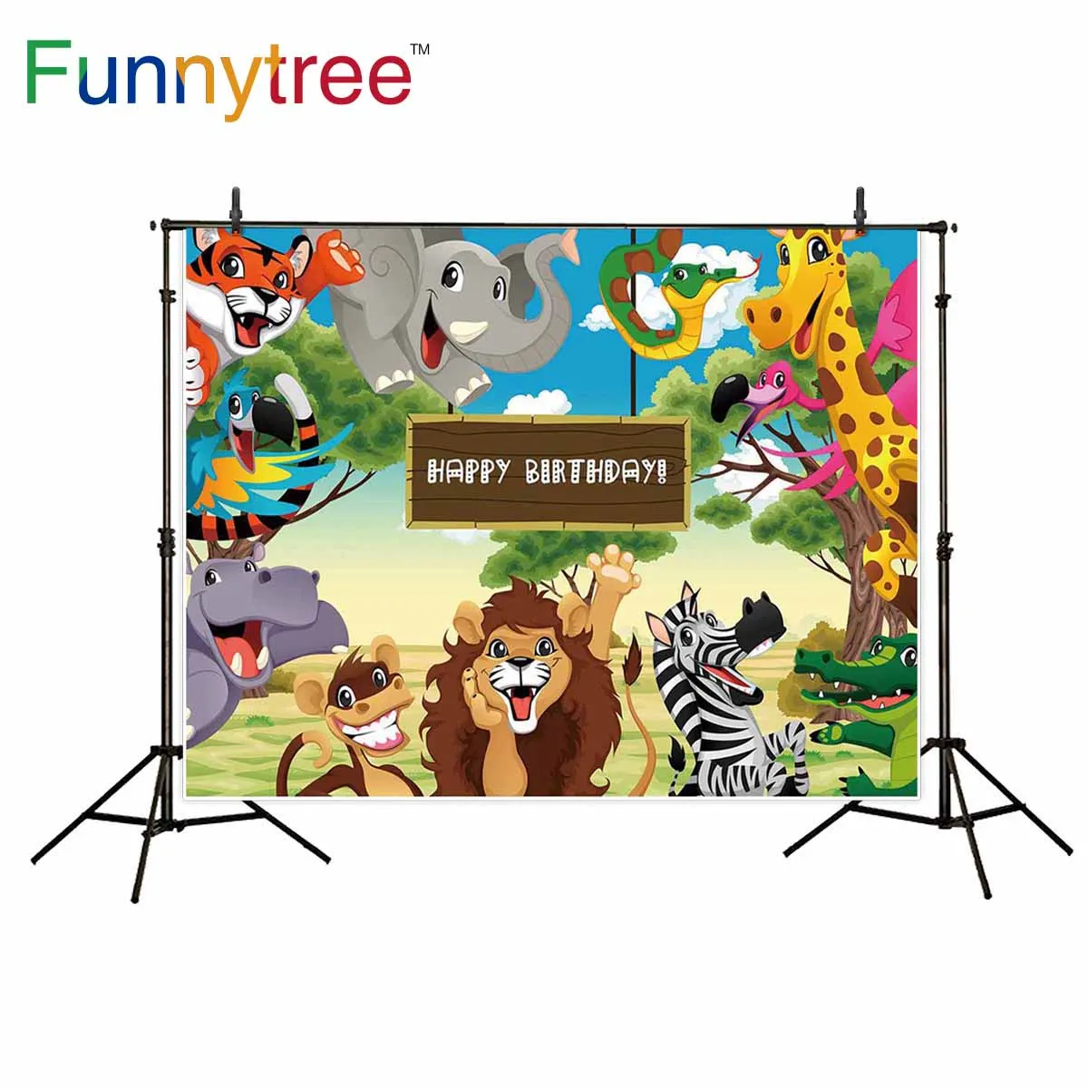 Funnytree фон для фотостудии животных День Рождения мультфильм дети Луг деревья