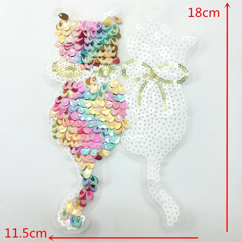 Cat Цвет белый кошки бабочка с блестками пришить патчи для одежды DIY патч аппликация на сумку одежда пальто свитер ремесла - Цвет: Cat