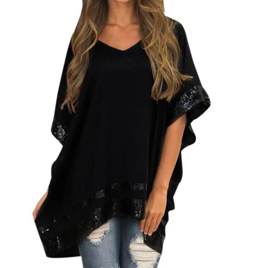 Women's Shiny Liquid Wet Look blousr Bat sleeve size irregular hem shirt Vest Top Club Blouse Tanks |