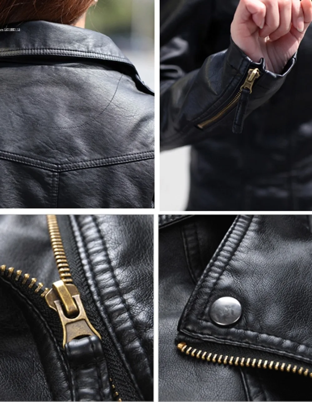 Женские кожаные блейзеры куртка пальто 2018 новая мода Осень-зима черное на молнии