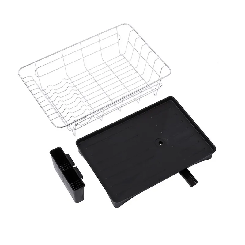 

Stainless Steel Kitchen Dish Rack Plates Bowl Cup Drying Storage Organizer Holder Tray Tableware Shelf Black White Single Layer