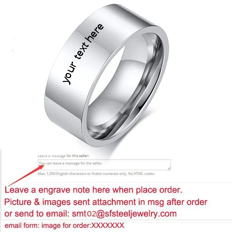 Мужские обручальные кольца из нержавеющей стали серебристого цвета 8 мм